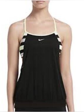 NWT Nike Women’s Stripe 2-in-1
Tankini Top Swimwear bK/neon Stripes
